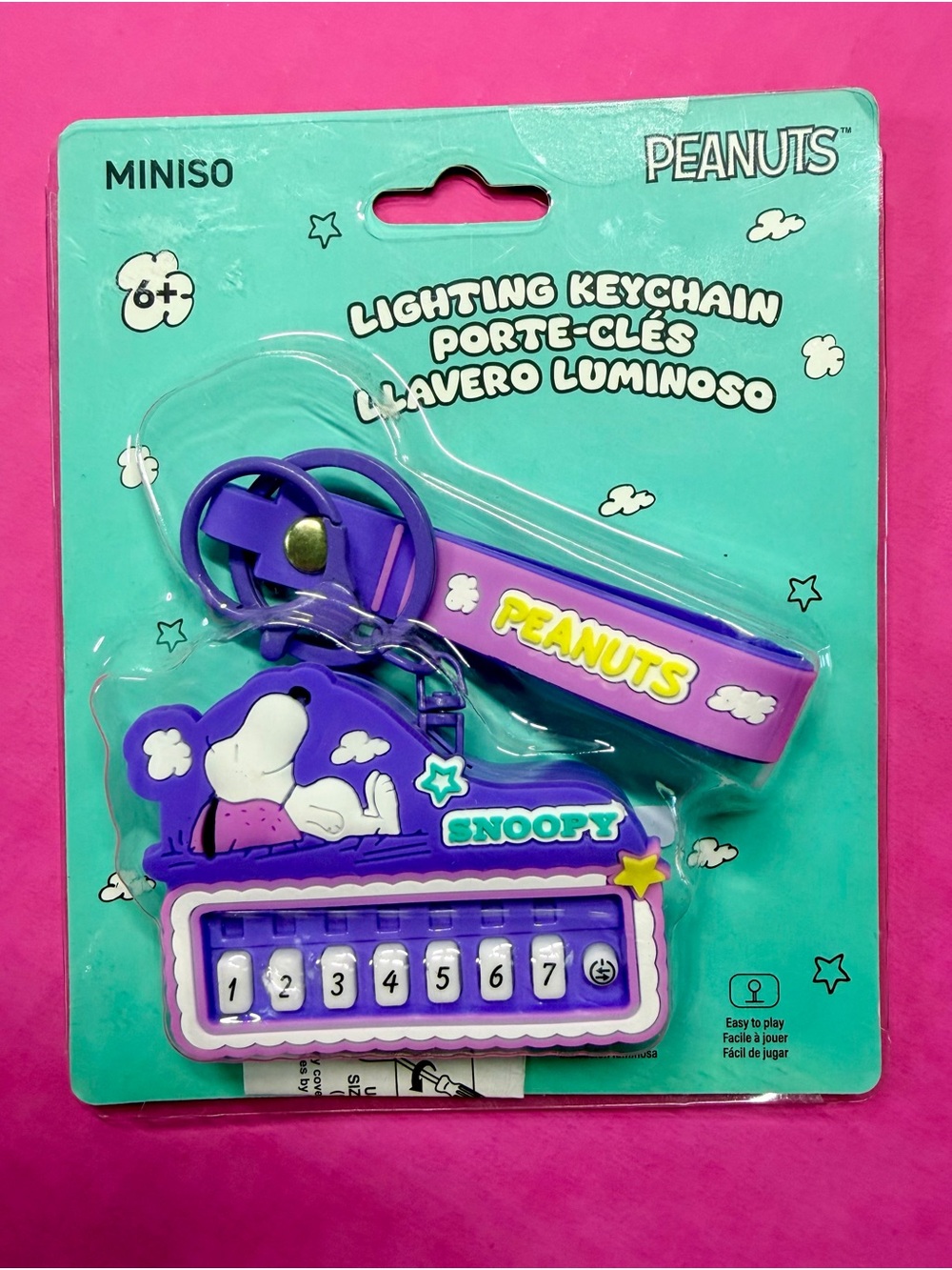 MINISO Peanuts Snoopy Purple Lighting Keychain